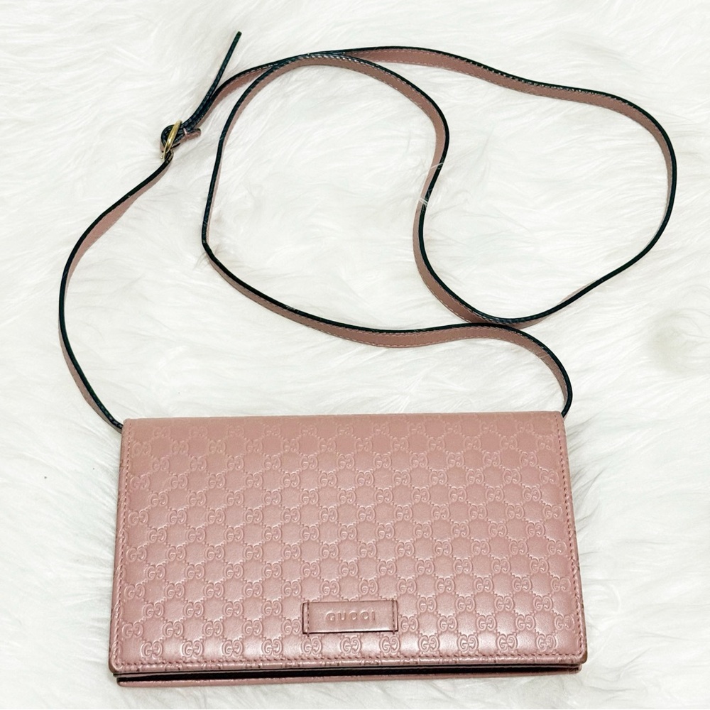 Gucci Micro GG Guccissima Pink Leather Crossbody / Wallet (GUC) - Picture 2 of 16